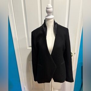 Wyatt Collection vintage wool vegan leather open ha jet M black